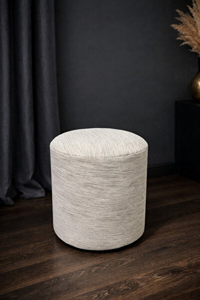 Evondi Silindir Dekoratif Puf 38x43 cm – Kırık Beyaz