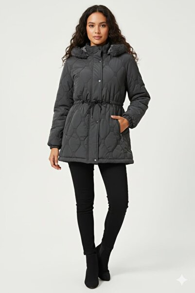 GLR&GYM SEMİRA KADIN BÜYÜK BEDEN NOVA KUMAŞ ASTARLI KAPİTONE MONT