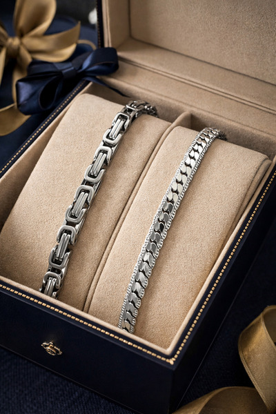 Naviforce Erkek Çelik Bileklik 2adet takım set kombin bileklik