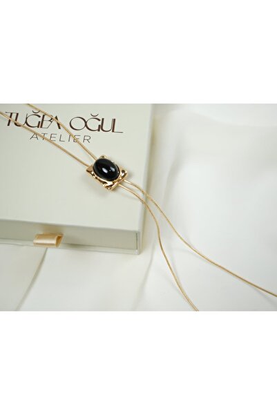 ATELİER TUĞBA قلادة ذهبية على شكل حرف Y موديل KOL163