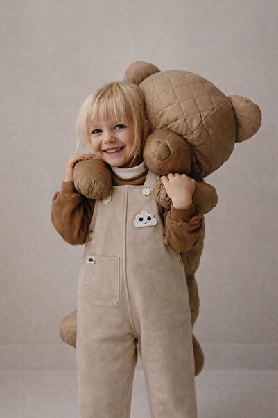 Dadamama Unisex Çocuk %100 Pamuk Şardonsuz 3 İplik Bebek Salopet - Sıcak Tuta...