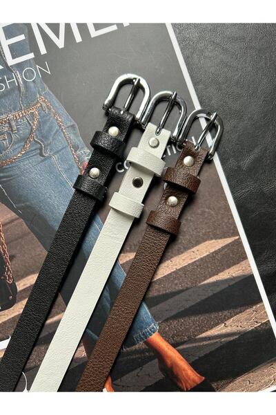 LİA KEMER 3-Piece Classic Thin Buckle Belt Waist Belt Coat Belt Dress Belt Trouser Belt