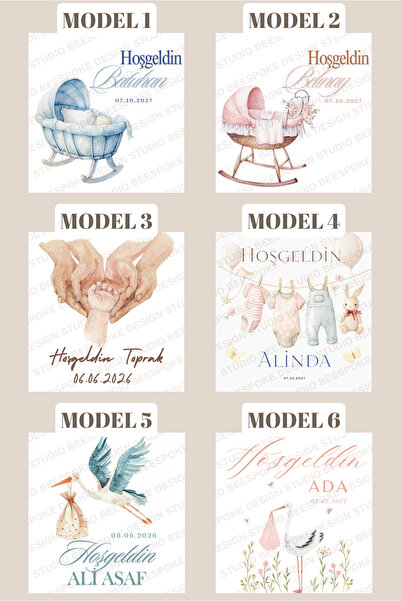 Hazır Etiketler Kişiye Özel Hoşgeldin Bebek Etiketi 70 Adet