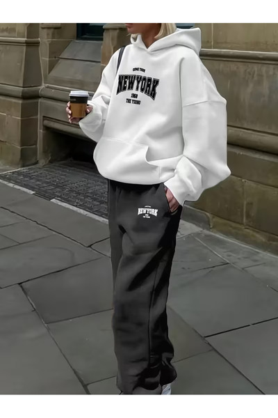 Flaubert -Women's Printed Cvd Oversized Sweatshirt -Sweatpants 2-Piece Set