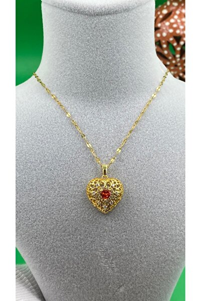 charmove ile kendinizi şımartın Gold color ruby red zircon heart-shaped stain...