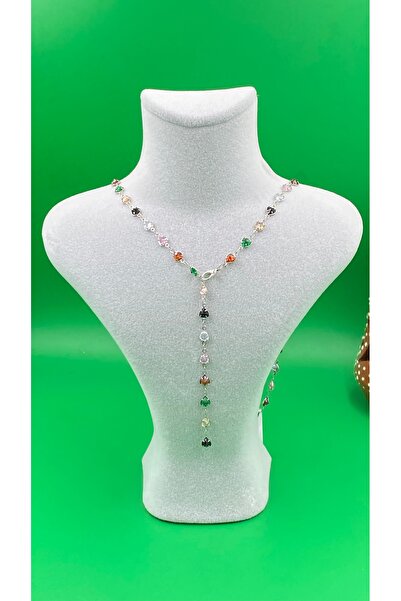 charmove ile kendinizi şımartın Y model colorful zircon stone silver color ne...