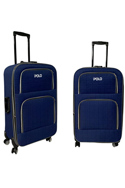 KARİZMA POLO 4-Wheeled-Bellowed-Very Lightweight 2 Pieces Fabric Suitcases Large and Medium Size