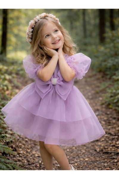 Laurella taşlı fiyonk detaylı kız çocuk abiye