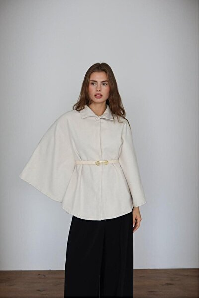 moyabutiik KADIN KEMERLİ KAŞE PANÇO