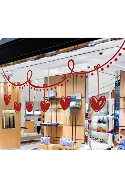 Onur Reklam Asılı Kalp Cam Sticker Seti – İpli & Kurdele Detaylı Sevgililer G...