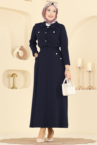 ModaMerve Düğme Detaylı Etekli Takım 2776SL432-MS Laci