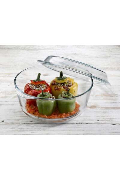 Borcam By Pasabahce طاجن باشاباشي بورجام دائري سعة 3150 سم مكعب مع غطاء - أوا...