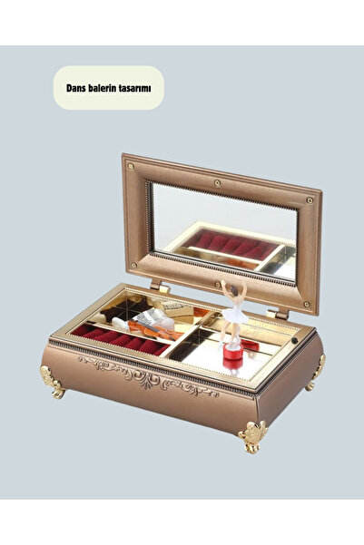 MBB ETİCARET Müzikli Balerin Figürlü Takı Kutusu Piyano Desenli Dekoratif