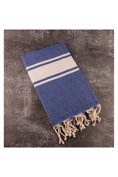 OEM Prosop de plajă/spa Tunis Fouta 100x200 cm bleumarin cu dungi albe