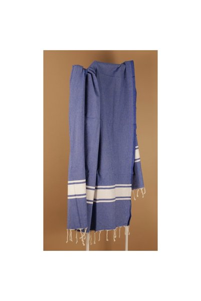 OEM Prosop de plajă/spa Tunis Fouta 100x200 cm bleumarin cu dungi albe