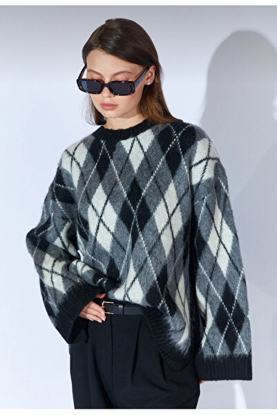 LUSHİGO سترة تريكو نسائية بنمط البقلاوة من إكرو ساردونلو، نسيج ناعم، مقاس عادي -0027