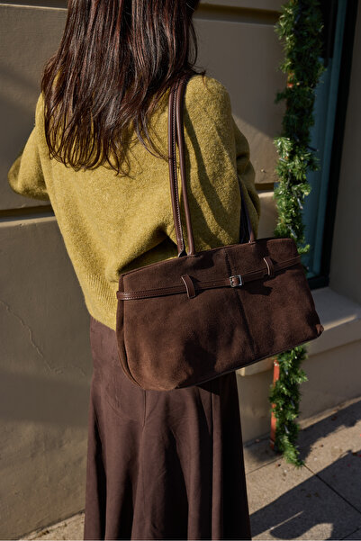 ANGELİNA JONES Zarela Women's Brown Real Suede Bag