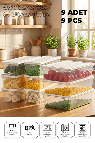 espashome Freshkeep Storage Container Set of 9, Suitable for Microwave and De...