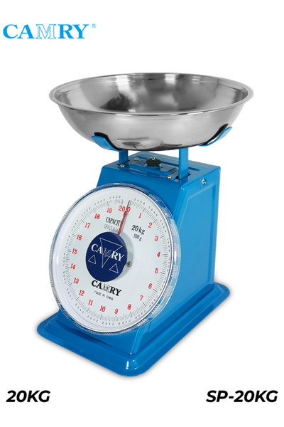 CAMRY ميزان مطبخ ميكانيكي بمؤشر SP-20KG، سعة 20 كجم، وعاء من الفولاذ المقاوم للصدأ، خاصية تصفير يدوية