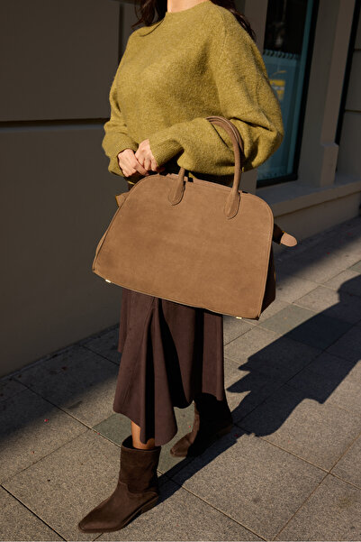 ANGELİNA JONES Rovaya Women's Mink Leather Suede Bag