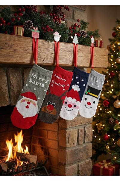 kidy 1 çift yılbaşı christmas temalı desenli yılbaşı çorap