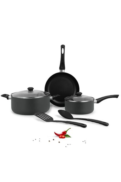 DELICI طقم أواني طهي غير لاصقة من ديسي NCS7G مكون من 7 قطع، أكثر متانة بعشر مرات، سطح تسخين غازي متساوي الحرارة، سيراميك، هولوجين