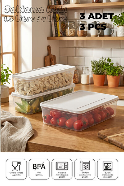 espashome مجموعة حاويات تخزين فريش كيب مناسبة للميكروويف والفريزر، 3 قطع - أب...