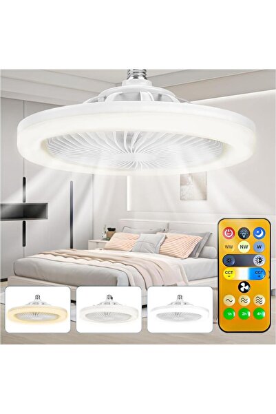 MBB ETİCARET E27 Duylu 3 Farklı Işık Modlu ve 3 Seviye Fan Güçlü Uzaktan Kuma...