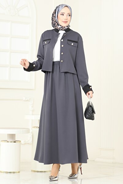 ModaMerve Aksesuar Cepli Dabıl Takım PL9192-MS Antrasit