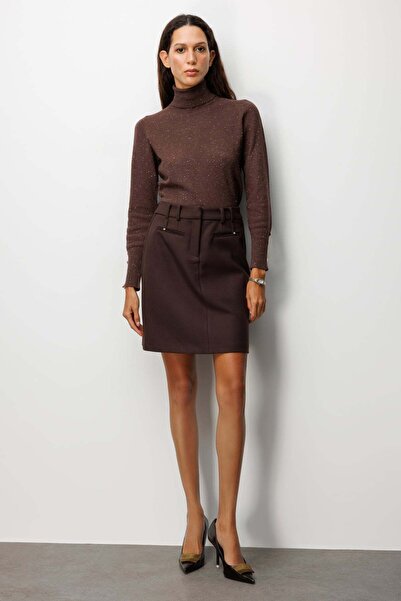 Ekol Aksesuar Detaylı Mini Kaşe Etek