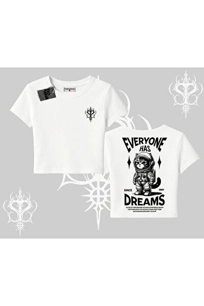 Tarzsokak جميع الناس لديهم أحلام مكتوبة عليها قميص رائد الفضاء والقطة Arka مط...