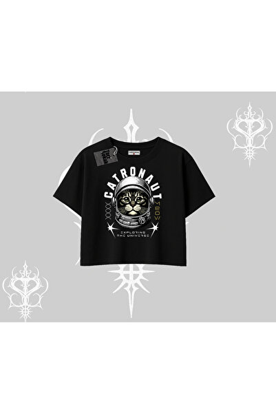 Tarzsokak Тениска с принт „Stay Cool Cat“ и деколте тип лодка