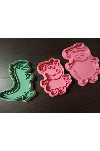 ADA 3D Peppa Pig George Daddy Pig Ailesi Figürlü Kurabiye Kalıbı Seti Pasta