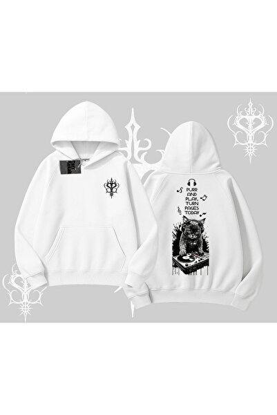 Tarzsokak DJ Cat Принтирана суитшърт с качулка с музикална тематика