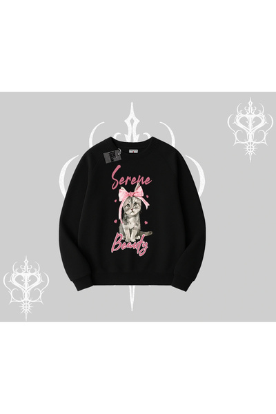 Tarzsokak سويت شيرت سيرين بيوتي كات مطبوع بيسكيت
