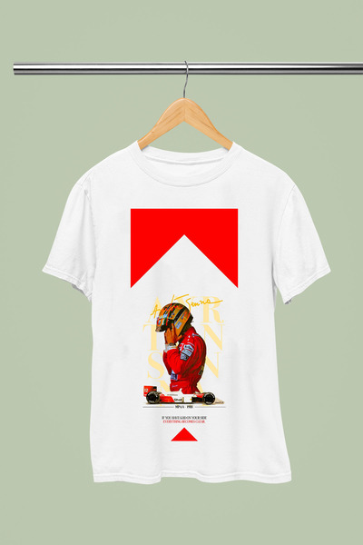 MAGORS تي شيرت AYRTON SENNA مطبوع من القطن بأكمام قصيرة وقصة عادية لسباقات ال...