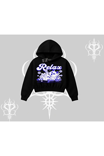 Tarzsokak سترة ريلاكس كات مطبوع ذات القلنسوة القصيرة