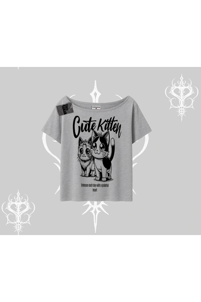Tarzsokak Tricou cu gâtul tip barcă, cu imprimeu cu pisicuță drăguță și pisic...