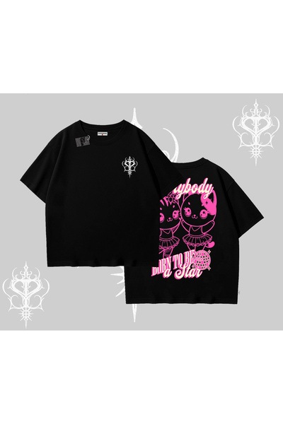 Tarzsokak Tricou supradimensionat cu imprimeu pe spate cu pisică drăguță și t...