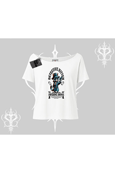 Tarzsokak Tricou cu imprimeu Detective Kitten Kedi, cu guler tip barcă