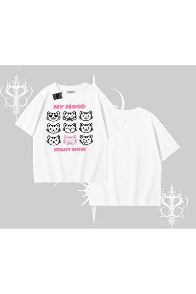 Tarzsokak تي شيرت كيتي سويت ميني بشعار مطبوع قصة فضفاضة