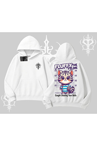 Tarzsokak Hanorac cu glugă cu imprimeu pe spate cu pisică drăguță, cu text „F...