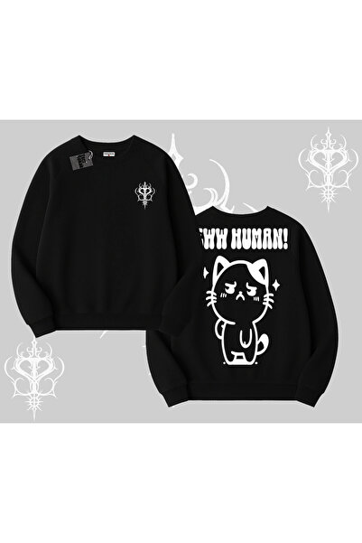 Tarzsokak سترة رياضية مطبوعة عليها رسومات قطة لطيفة مطبوع