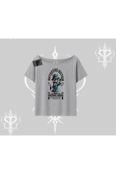 Tarzsokak Tricou cu imprimeu Detective Kitten Kedi, cu guler tip barcă