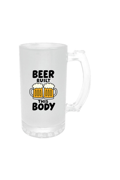 Mug Mania Personalized beer mug with funny message, Beer built this body, 500ml