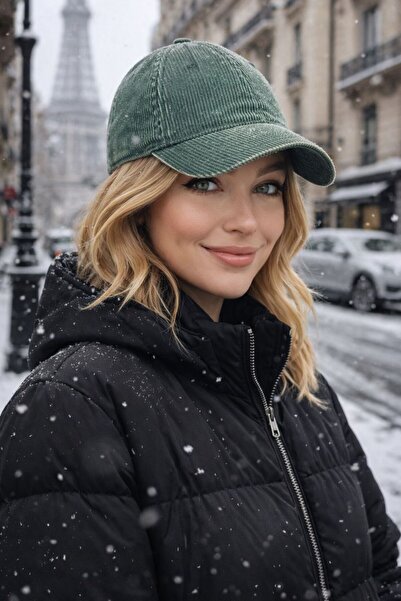 MARBERRY Зелена кадифена шапка с панделка за жени
