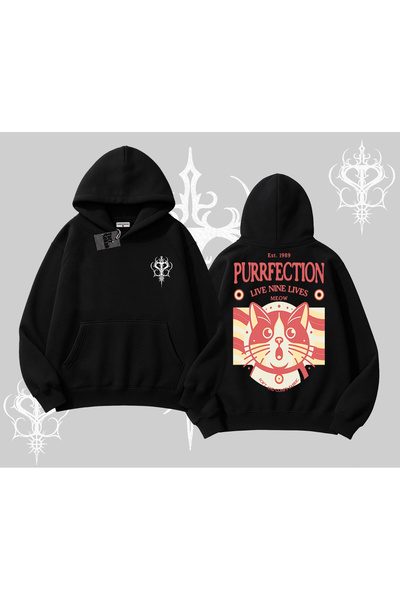 Tarzsokak Φούτερ με κουκούλα με σχέδιο γάτας  "Ζήσε Εννέα Ζωές "