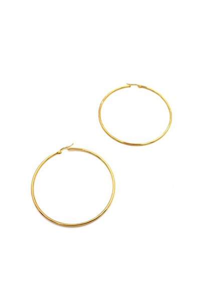 toyigoo Steel hoop earrings - 7 cm - gold