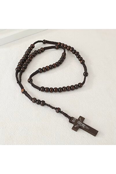 OEM Rozali de lemn cu cruciulita maro inchis