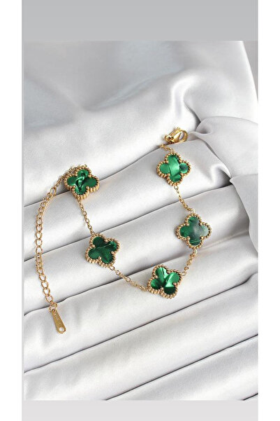 STİL NOKTA Çelik Zümrüt Yeşili Van Cleef Bileklik Krarma Yapmaz